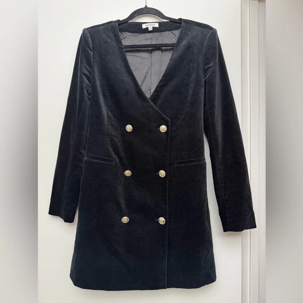 EUC Good American Velvet Double Breasted Boss Blazer Dress Size 2 - Picture 5 of 16